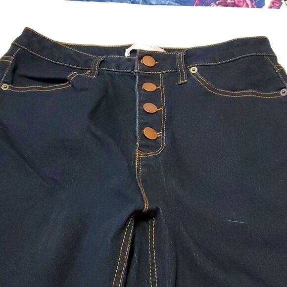 NOBO Dark Wash High Rise Buttoned Fly Straight Leg Jeans - Picture 2 of 10